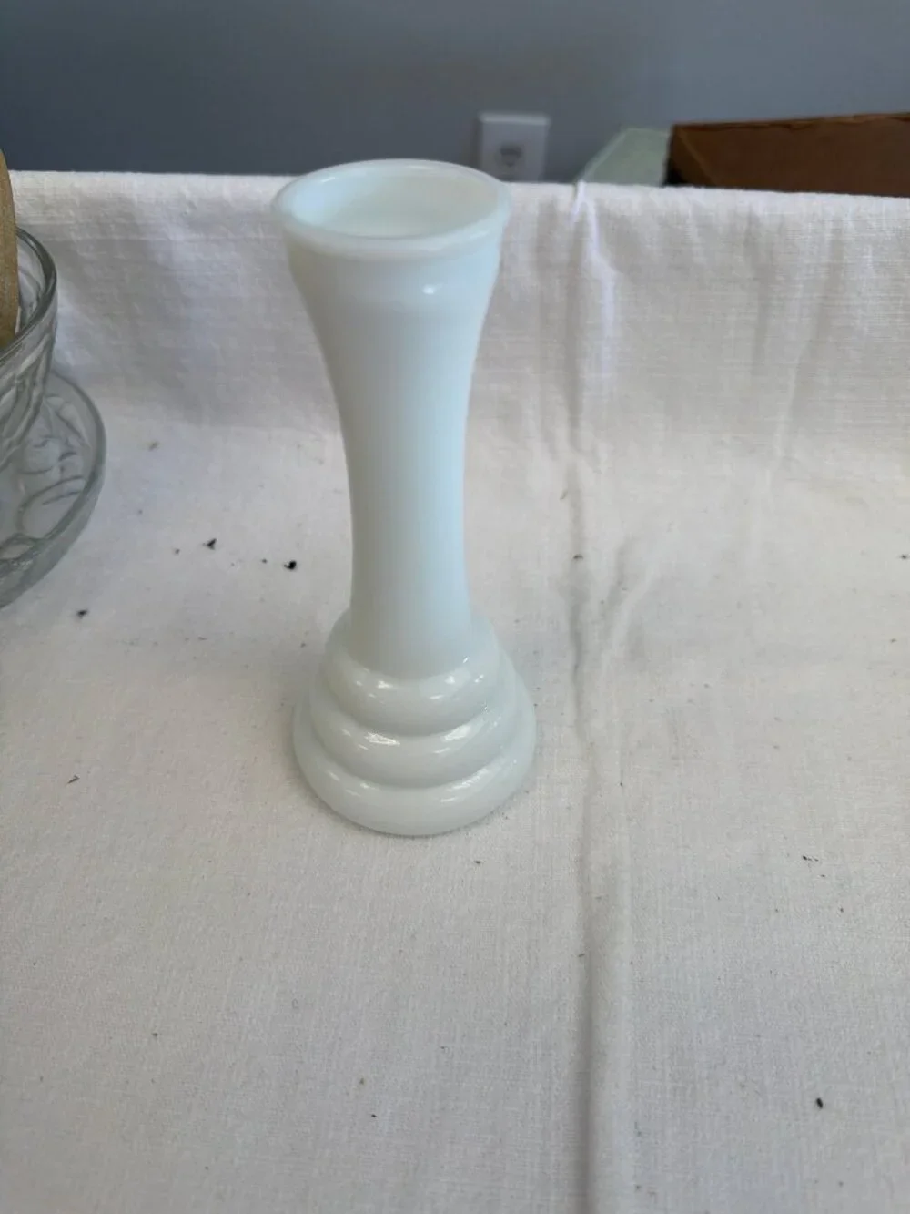MK- Milk Glass Vase White Decorative Vintage Style